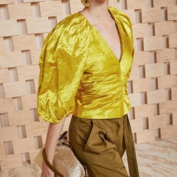 Ulla Johnson "Vera" Ruched Duchesse-Satin Top Size 4 - Picture 2 of 6